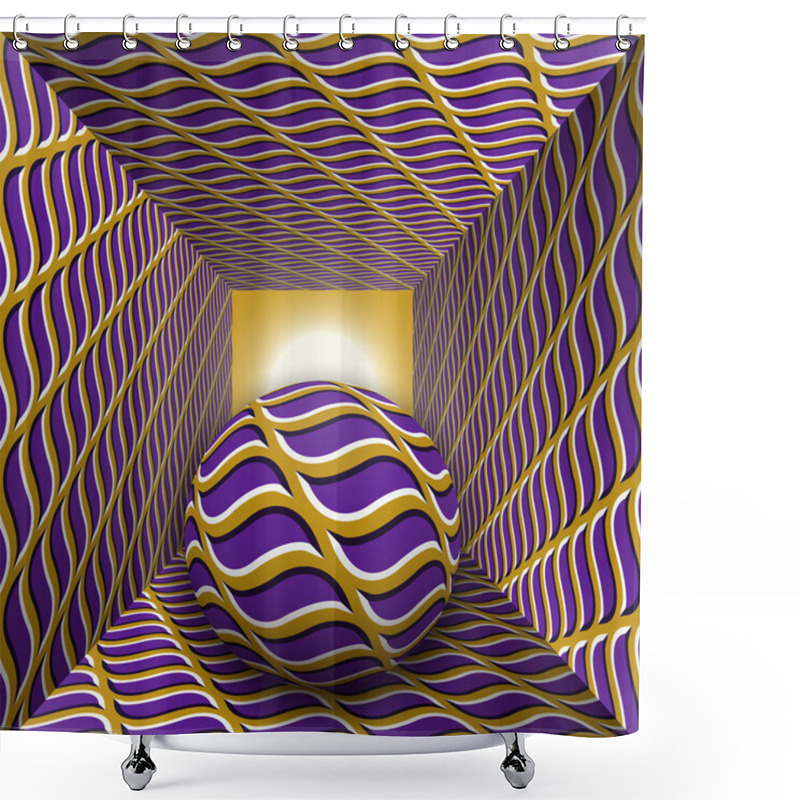 Personality  Optical Motion Illusion Illustration. A Sphere Are Moving Through Square Tunnel. Shower Curtains