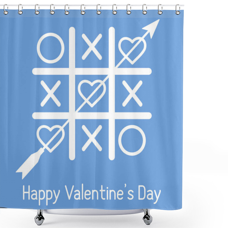 Personality  Vector Illustration Of Tic-tac-toe Game With Hearts And Arrow. Happy Valentine's Day. Design For Greeting Card, Party Card, Banner, Poster Or Print. Shower Curtains