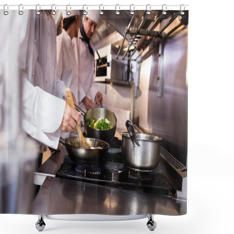 Personality  Group Of Chef Preparing Food In The Kitchen Shower Curtains