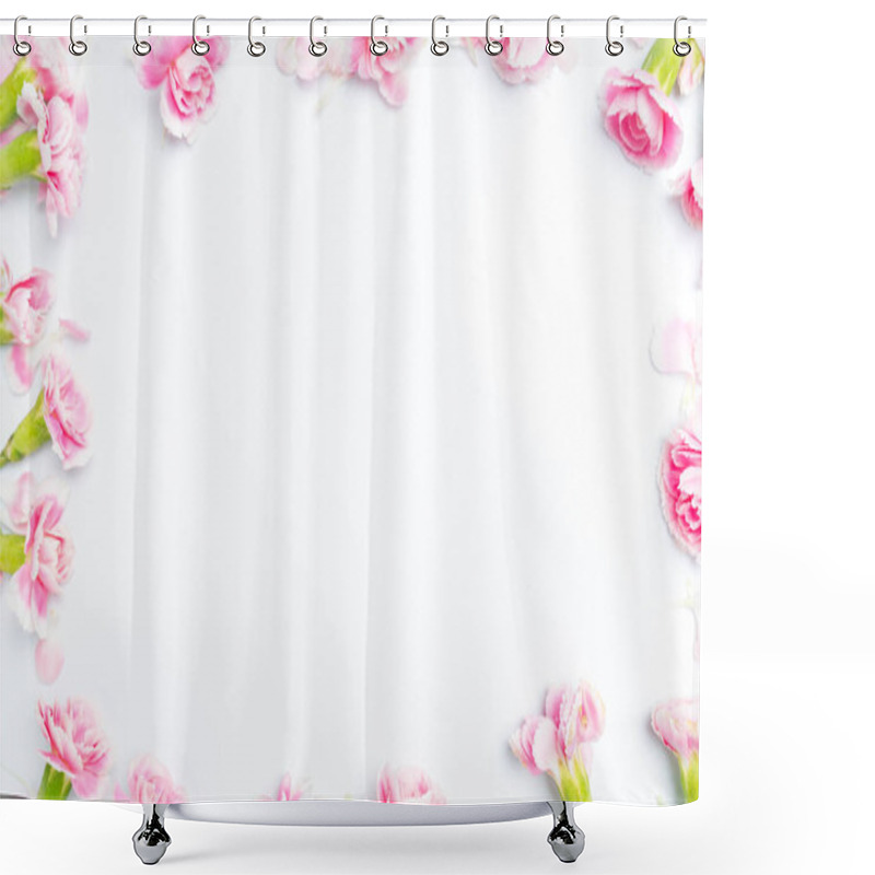 Personality  Carnations Flowers On A White Background Shower Curtains