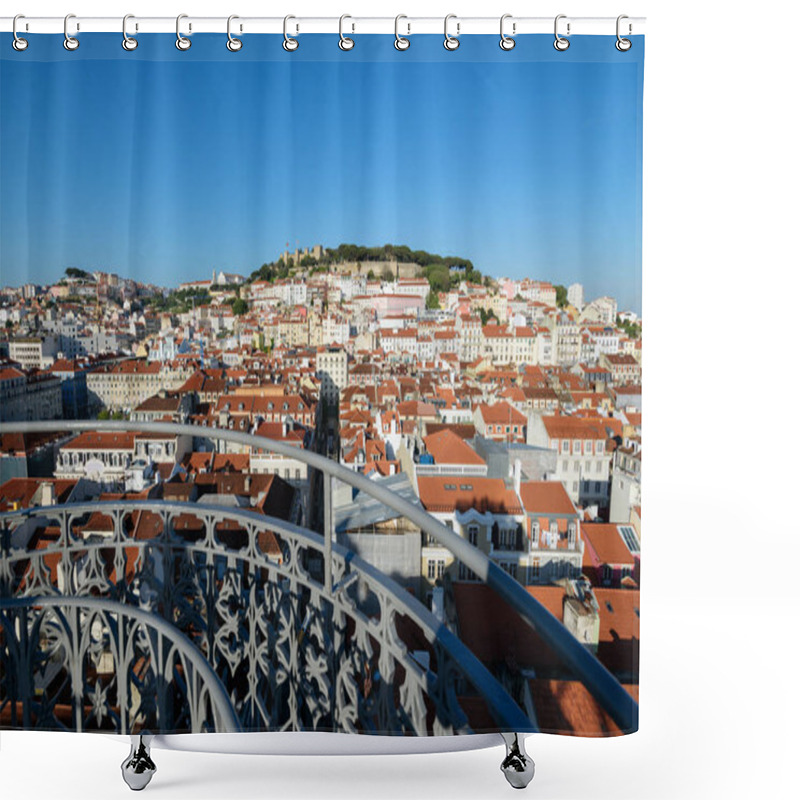 Personality  Elevated View Of Lisbon Skyline.  Shower Curtains