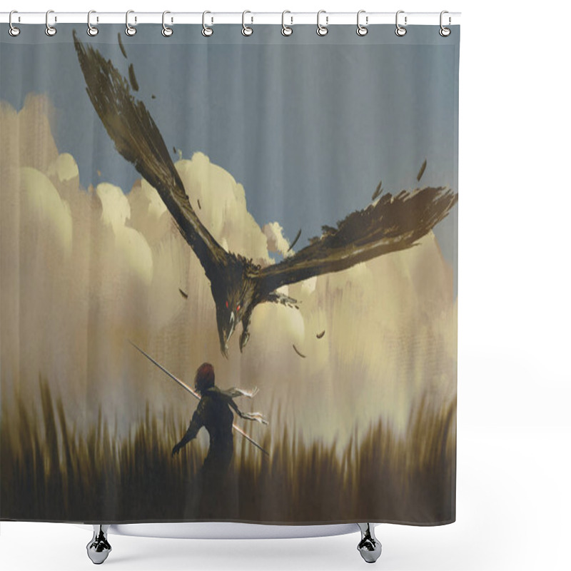 Personality  The Big Eagle Attack The Warrior From Above Shower Curtains