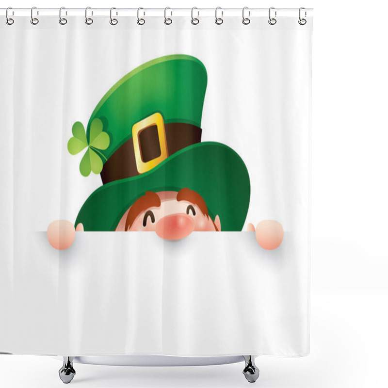 Personality  Cartoon Character Of Leprechaun In Green Cylinder Hat Shower Curtains