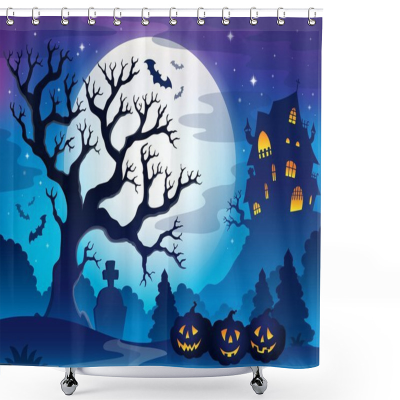 Personality  Spooky Tree Theme Image 3 Shower Curtains