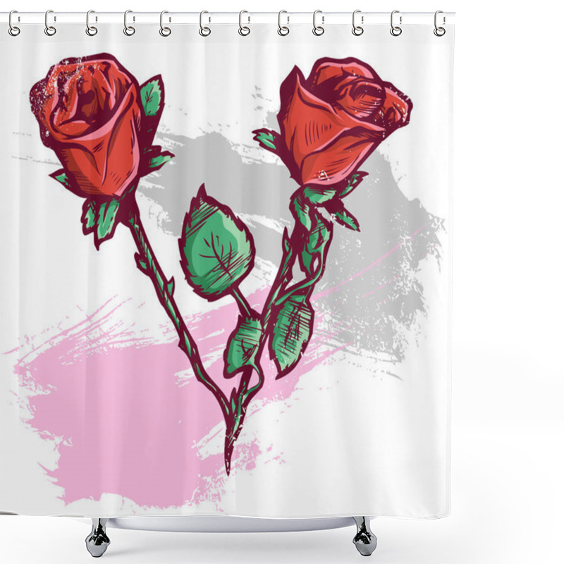 Personality  Beautiful Valentines Day Roses Vector Il Shower Curtains