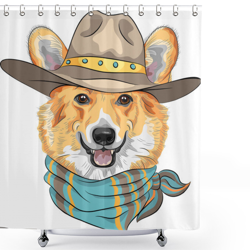 Personality  Vector Hipster Dog Pembroke Welsh Corgi  Shower Curtains