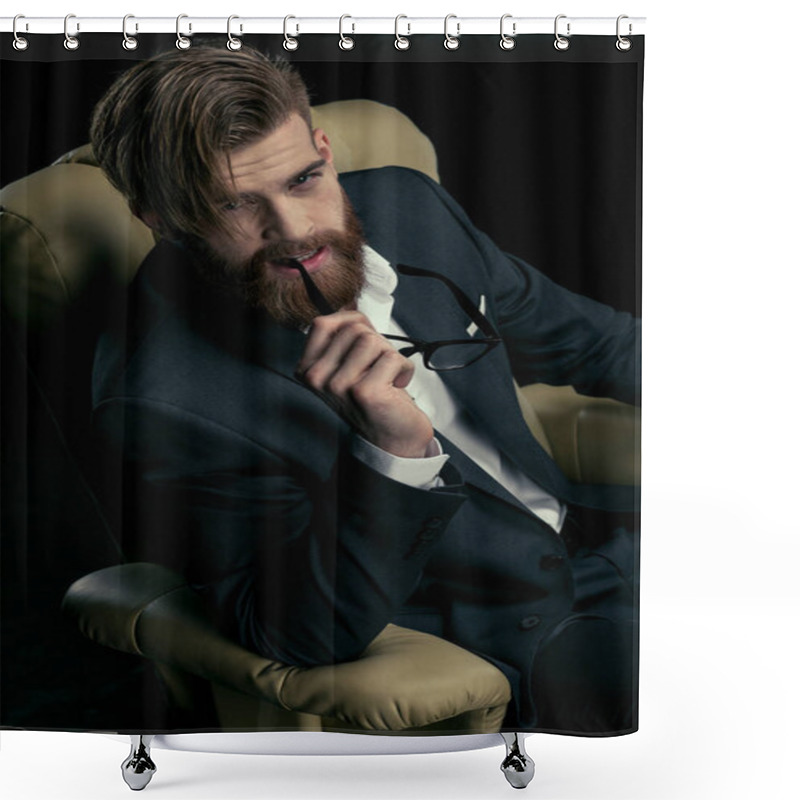 Personality  Stylish Man With Eyeglasses Shower Curtains