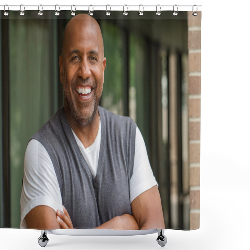 Personality  Casual Business Man Smiling. Shower Curtains