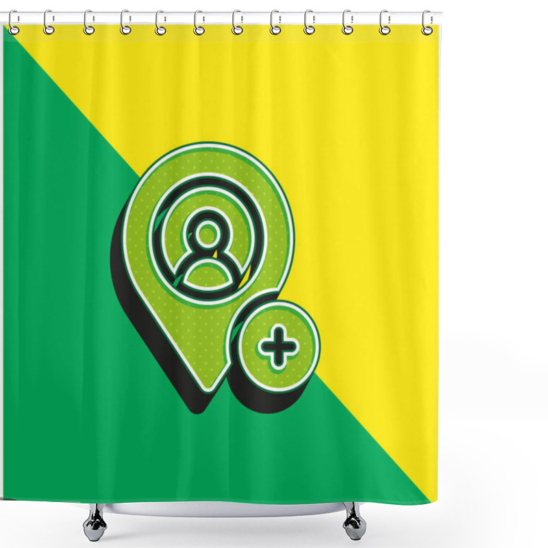 Personality  Add Location Green And Yellow Modern 3d Vector Icon Logo Shower Curtains