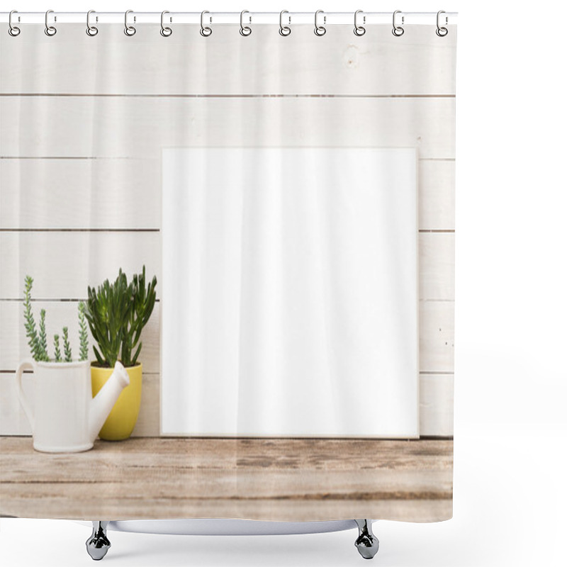 Personality  Empty Frame With Succulents Shower Curtains