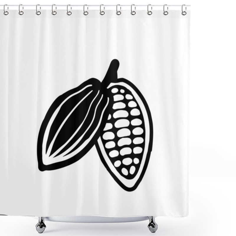 Personality  Cocoa Beans Sketch. Vector Icon On White. Shower Curtains