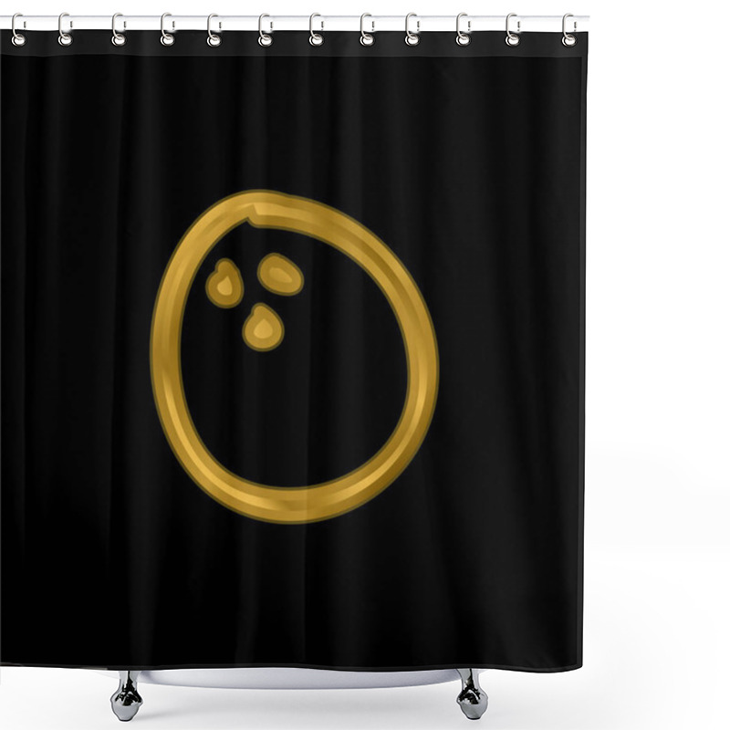 Personality  Ball Beach Entertainment Hand Drawn Toy Gold Plated Metalic Icon Or Logo Vector Shower Curtains