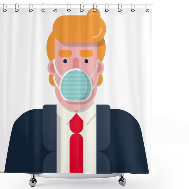 Personality  A Nice Character With Protective Mask Shower Curtains