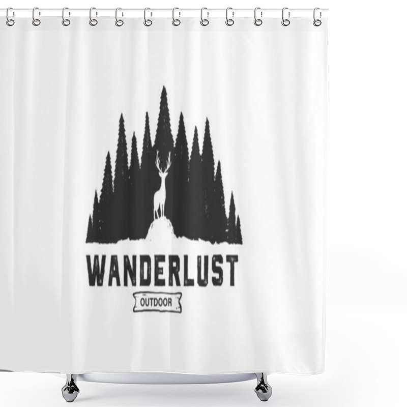 Personality  Creative Deer And Mountain Logo - Vector Illustration On A White Background Shower Curtains