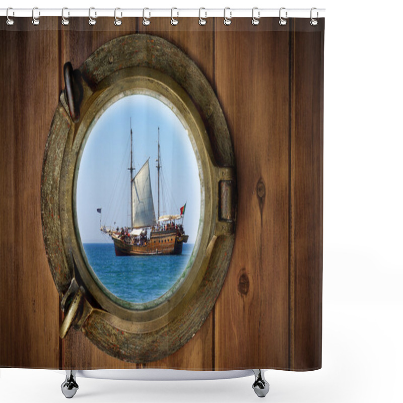 Personality  Brass Porthole Shower Curtains