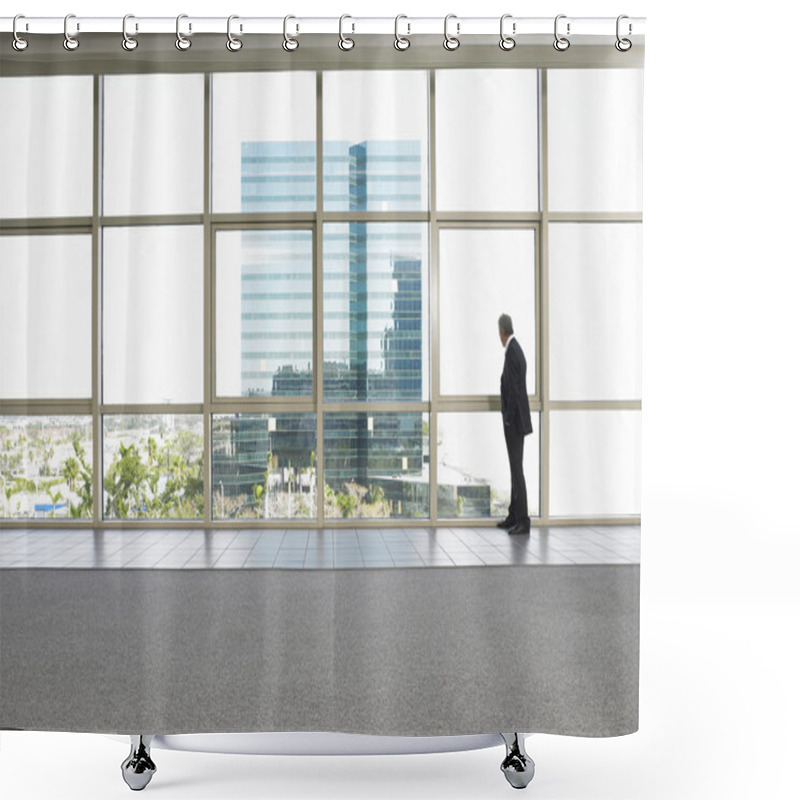 Personality  Businessman Looking Out Of Office Window Shower Curtains