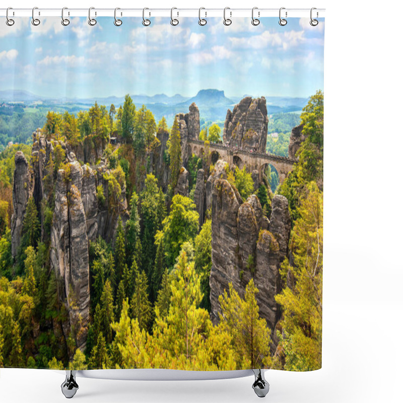 Personality  Saxon Switzerland, Bastai Bridge. Mountain View Shower Curtains