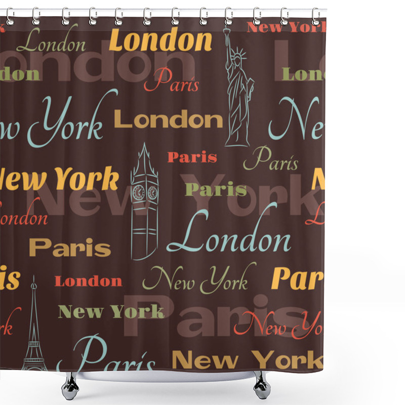 Personality  Seamless Pattern With Symbols Of Cities Shower Curtains