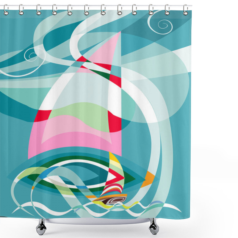 Personality  Sailing Race Illustration Shower Curtains