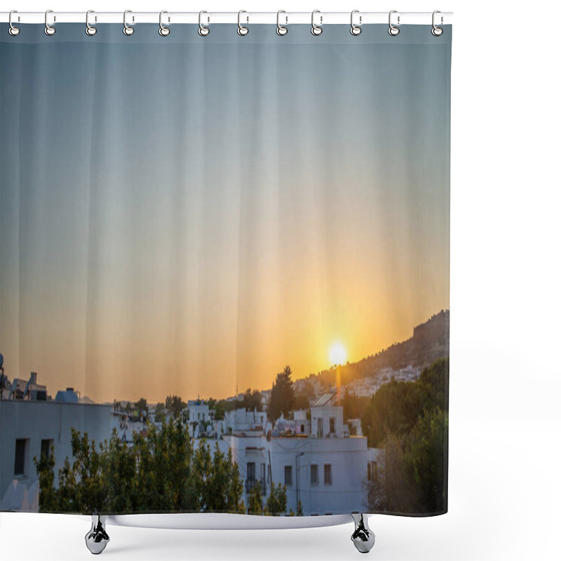 Personality  Golden Hour Bliss: A Sunset In Bodrum Shower Curtains