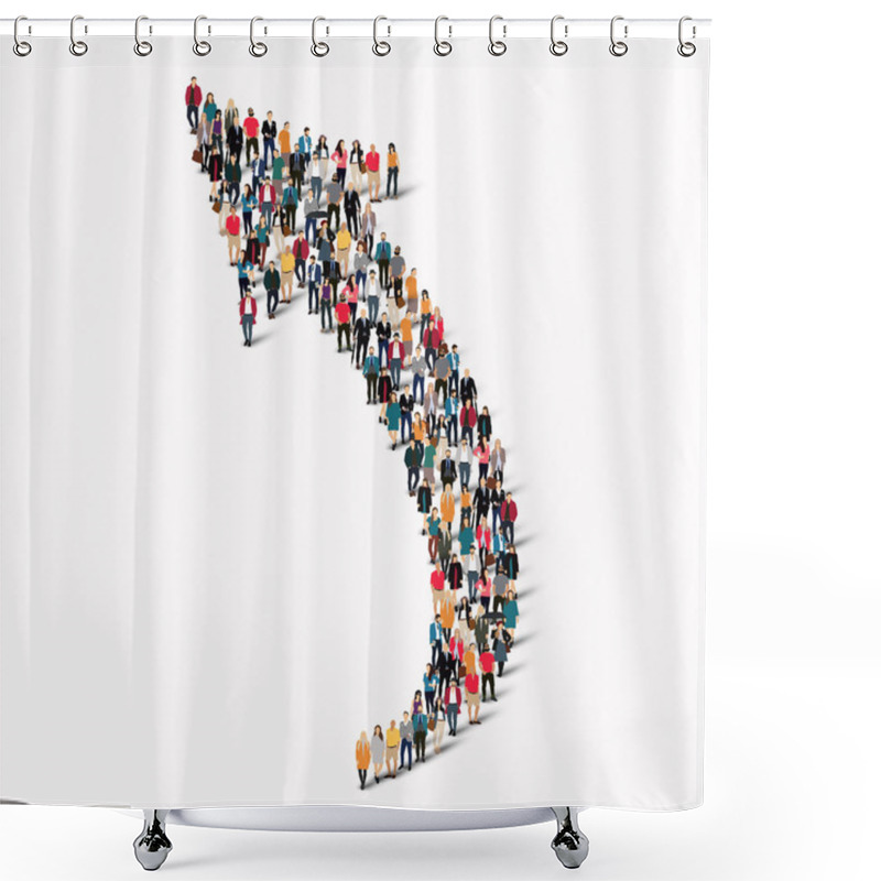 Personality  Crowd People  Shape  Arrow Direction Shower Curtains