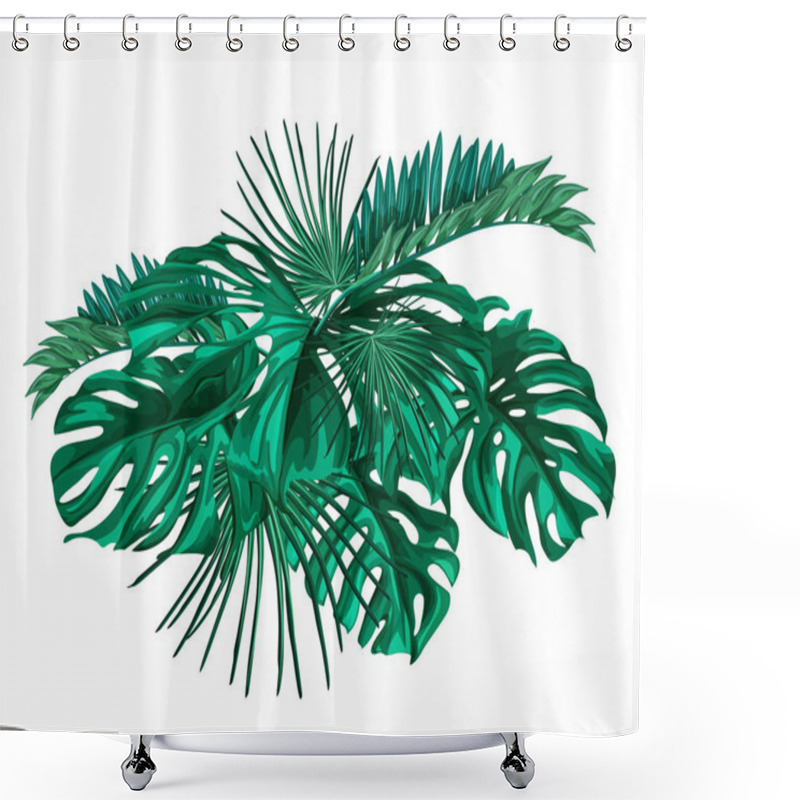 Personality  Vector Tropical Exotic Leaves Summer Banner Shower Curtains