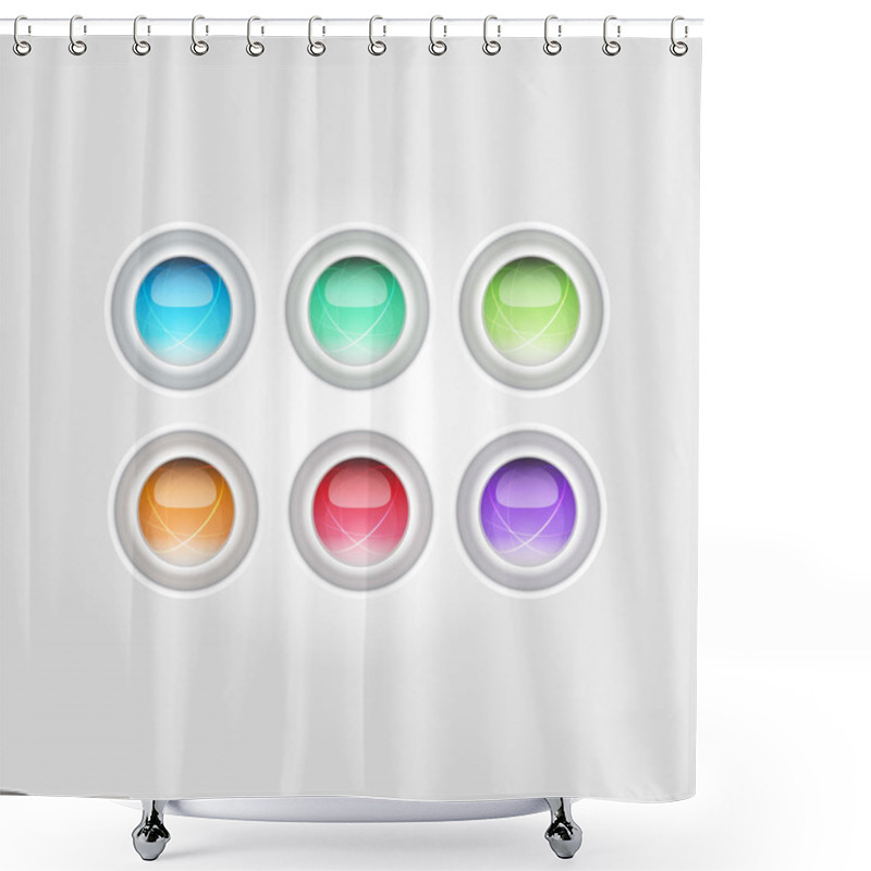 Personality  Set Of Vector Glossy Buttons Shower Curtains