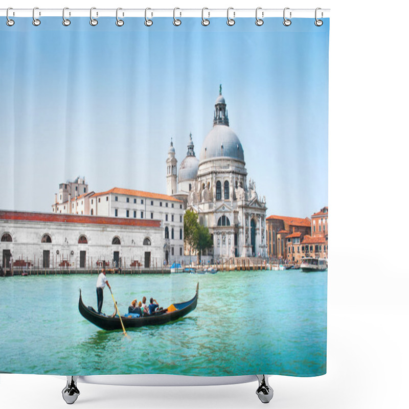 Personality  Gondola On Canal Grande With Basilica Di Santa Maria Della Salute In The Background, Venice, Italy Shower Curtains