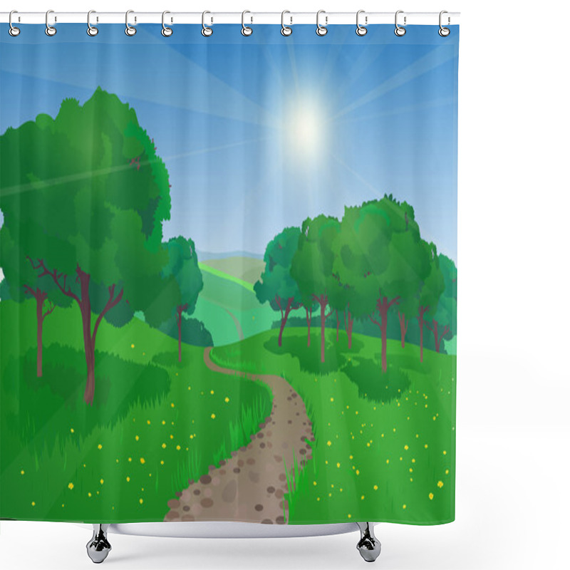 Personality  Beautiful Landscape With Trees Shower Curtains