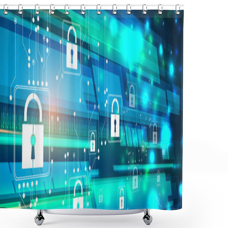 Personality  Cybersecurity And Information Or Network Protection. Future Tech Shower Curtains