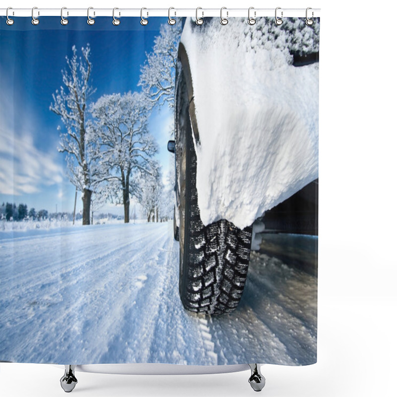 Personality  Car On The Countryside Road Shower Curtains