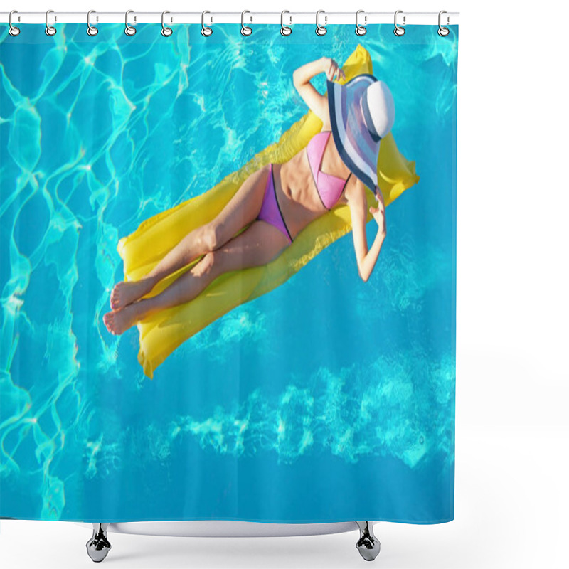 Personality  Woman Relaxing On Air Mattress Shower Curtains