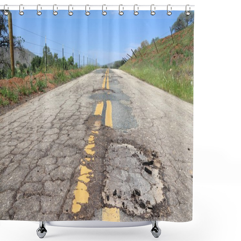 Personality  Damaged Roadway Shower Curtains