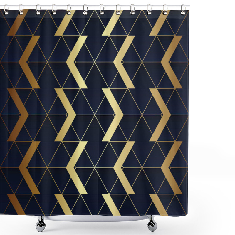 Personality  Abstract Art Seamless Blue And Golden Pattern Shower Curtains