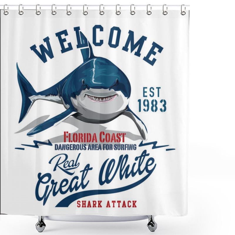 Personality  Vector Shark Illustration Print Shower Curtains