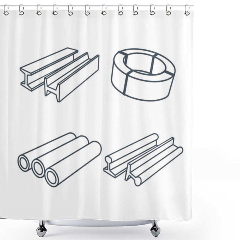 Personality  Metallurgy Products Icons Set Shower Curtains