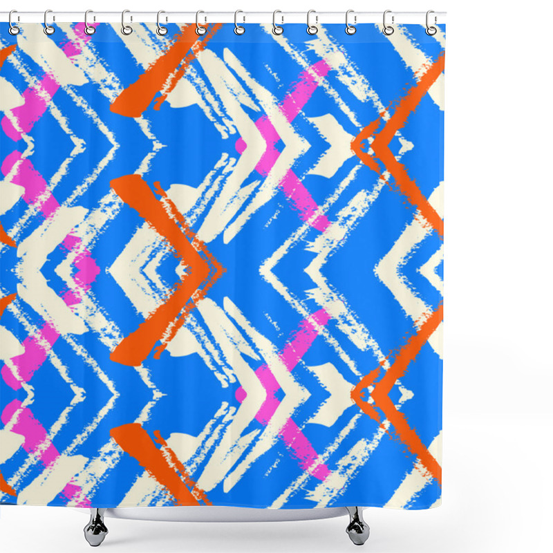 Personality  Hand Drawn Pattern With Brushed Zigzag Line. Shower Curtains