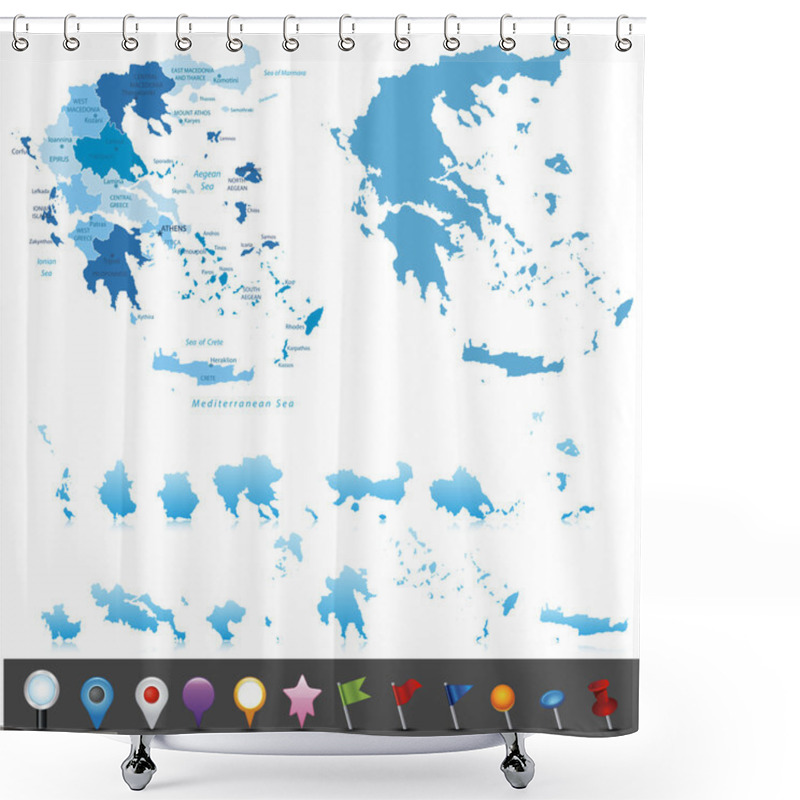 Personality  Greece - Highly Detailed Map. Shower Curtains