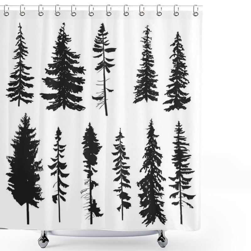 Personality  Pine Silhouettes Collection Shower Curtains