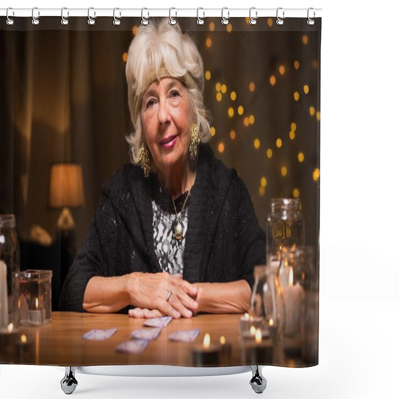 Personality  Fortune Teller With Tarot Cards Shower Curtains