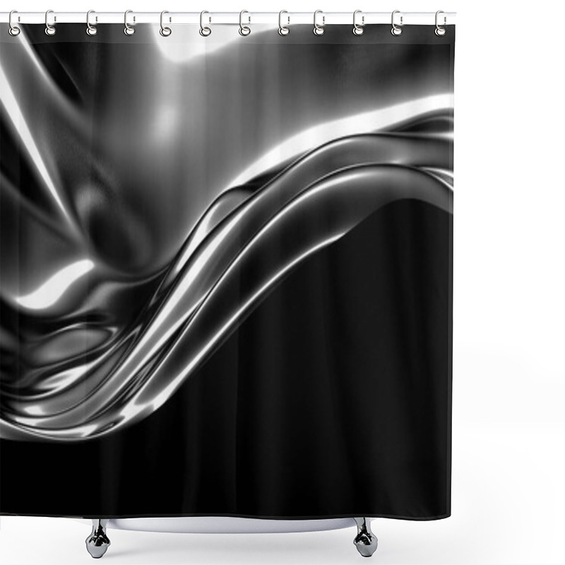 Personality  Beautiful Stylish Black Background With Pleats, Drapes And Swirl Shower Curtains