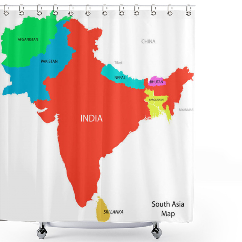 Personality  South Asia Map Shower Curtains