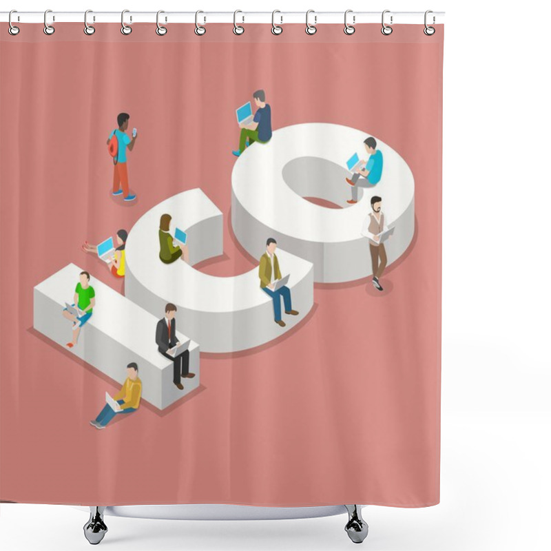 Personality  Initial Coin Offering Flat Isometric Vector. Shower Curtains