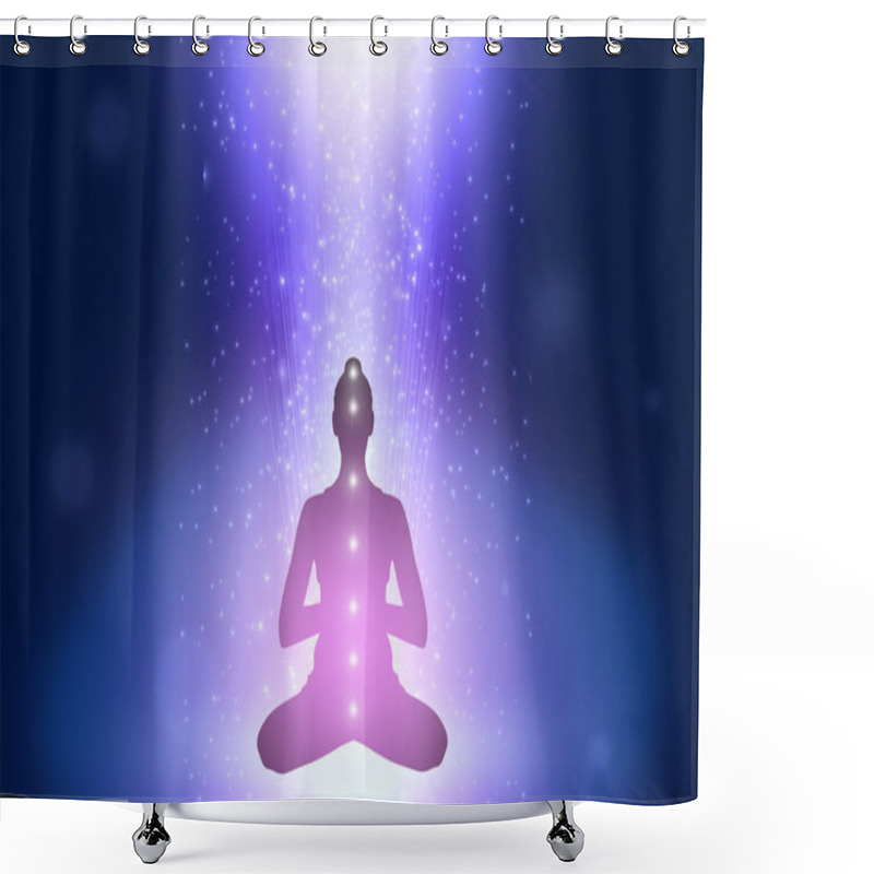 Personality  Silhouette Of  Woman In Yoga Position Shower Curtains