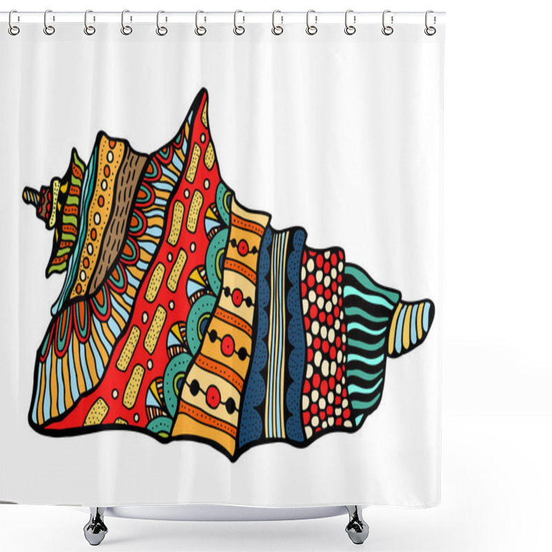 Personality  Seashell. Vector Illustration.  Shower Curtains