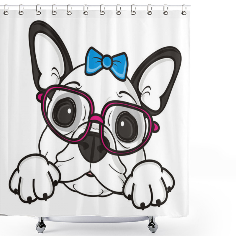 Personality  Girl Dog With A Bow Shower Curtains