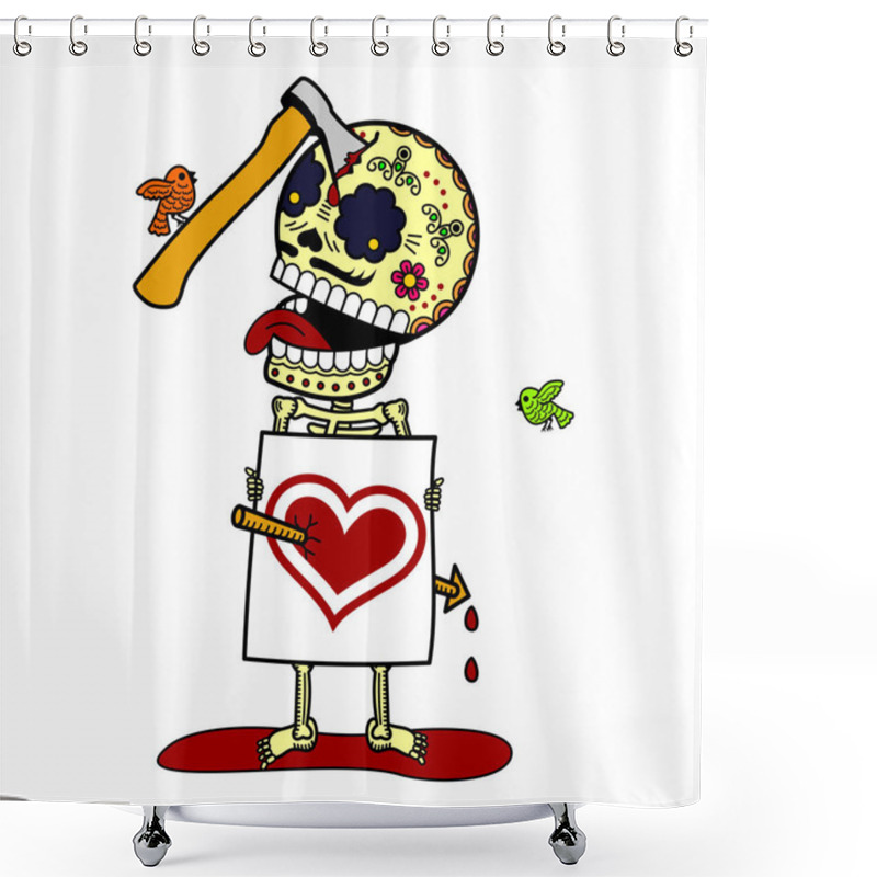 Personality  Vector Illustration Of Skeletons Shower Curtains