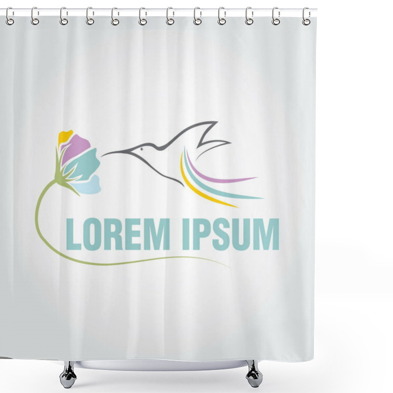 Personality  Hummingbird And Flower Vector Design Template Shower Curtains