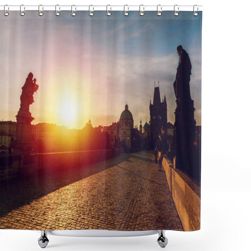 Personality  Prague, Czech Republic. Charles Bridge With Its Statuette At Sunrise. Shower Curtains