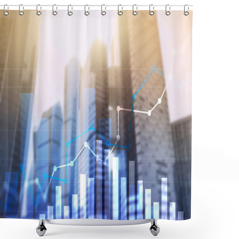 Personality  Financial Growth Graph.Sales Increase, Marketing Strategy Concept. Shower Curtains